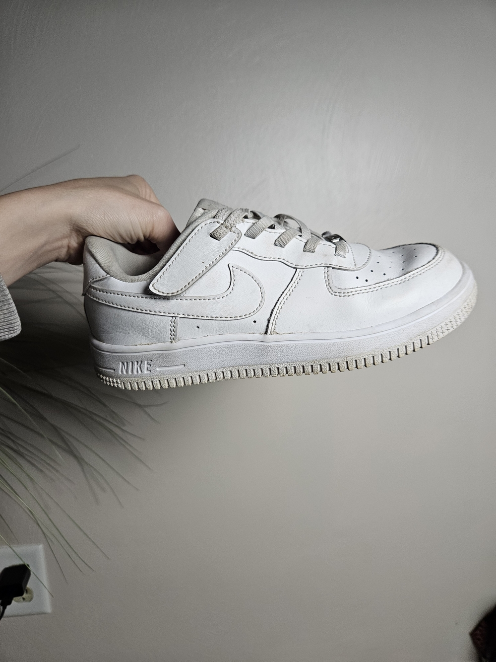 Nike Kids' White Low-Top Sneaker with Hook-and-Loop Strap